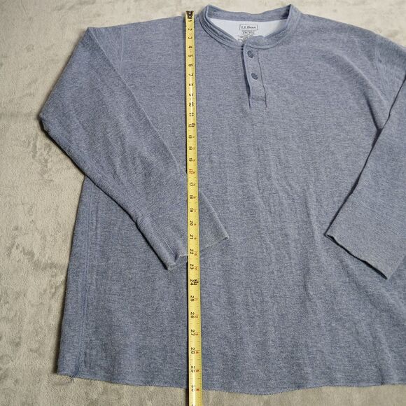 LL Bean River Driver Shirt Mens XXL Henley Wool Traditional 2XL Blue Long Sleeve - Picture 4 of 7